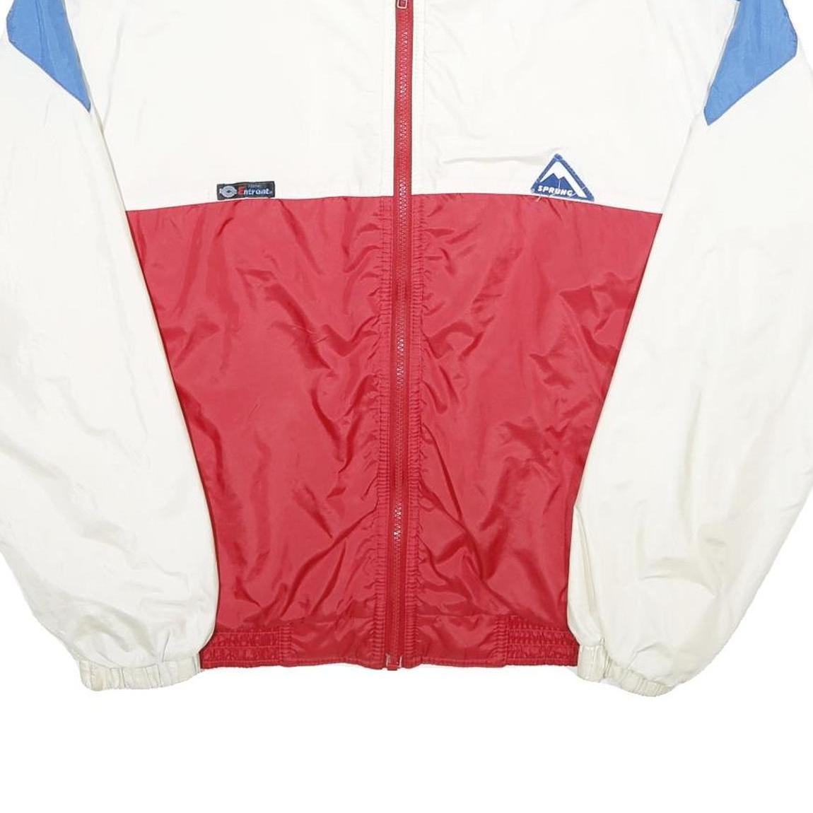 SPRUNG Mens White & Red & Blue Zip Nylon Casual Jacket M Lightweight