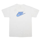 NIKE Mens White Blue Logo Graphic T-Shirt M Short Sleeve Crew Neck Cotton