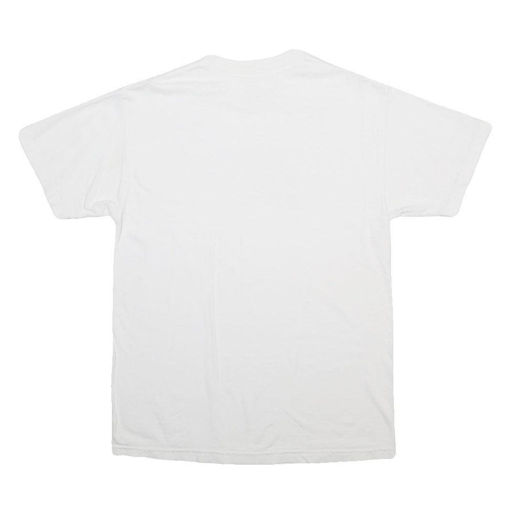 NIKE Mens White Blue Logo Graphic T-Shirt M Short Sleeve Crew Neck Cotton