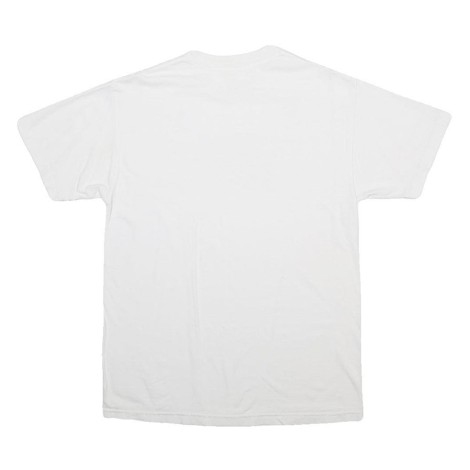 NIKE Mens White Blue Logo Graphic T-Shirt M Short Sleeve Crew Neck Cotton