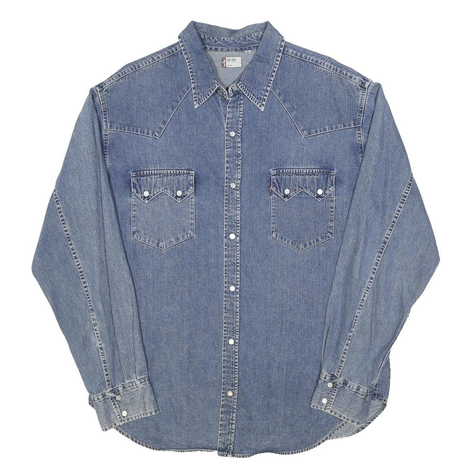 LEVI'S Mens Blue Denim Shirt XL Classic Western Style Button Fastening