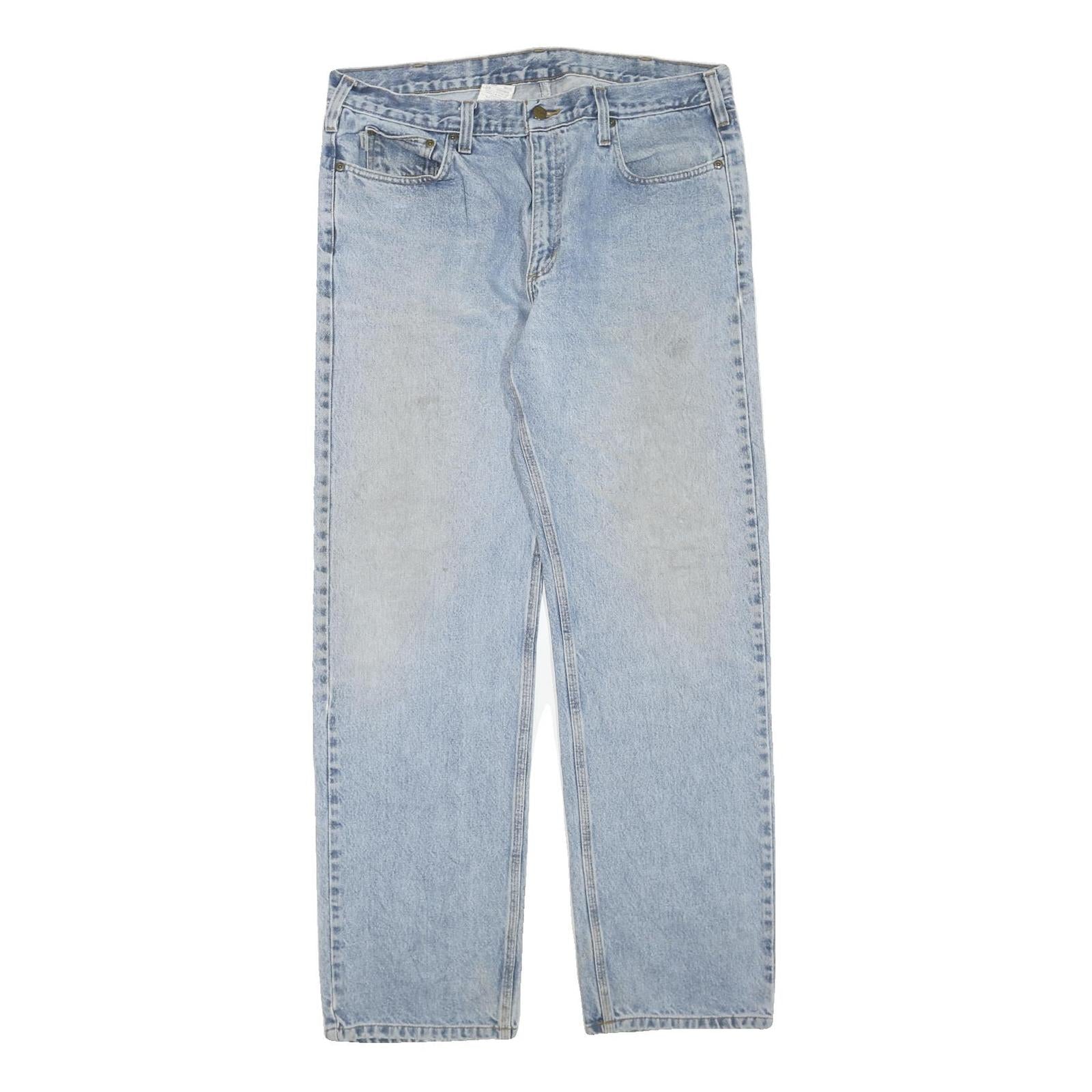 CARHARTT Mens Jeans Blue Regular Straight Denim Medium W38 L34 Classic Casual