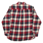REDHEAD Mens Red & Navy Blue Check Shirt L Cotton Blend Long Sleeve Button Down