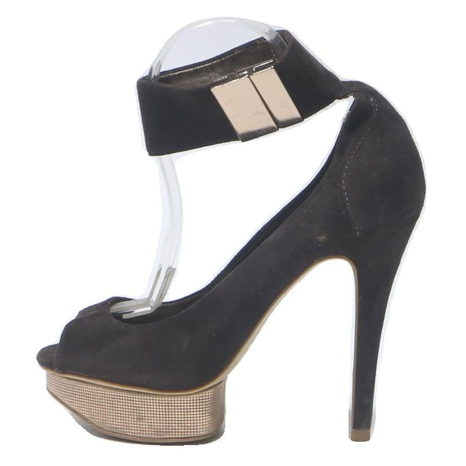 JORGE ALEX Womens High Heel Platform Sandals Black Synthetic UK 4.5 Elegant