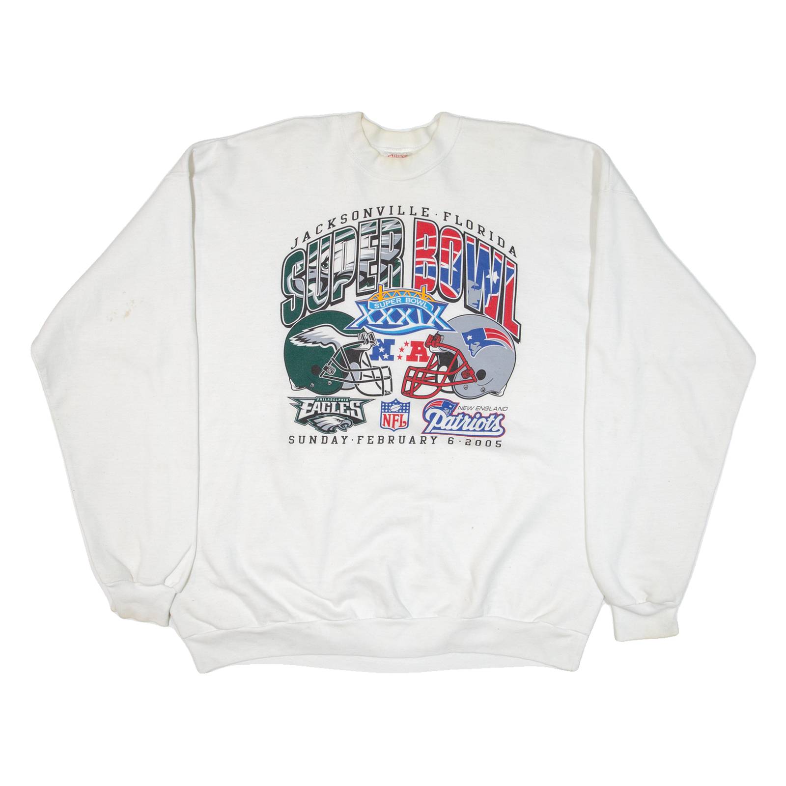 HANES Jacksonville Florida Super Bowl 2005 Mens Sweatshirt White USA 2XL