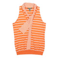 LAUREN RALPH LAUREN Womens Orange & White Striped Sleeveless Top Tie Neck L