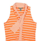 LAUREN RALPH LAUREN Womens Orange & White Striped Sleeveless Top Tie Neck L