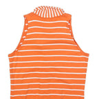 LAUREN RALPH LAUREN Womens Orange & White Striped Sleeveless Top Tie Neck L