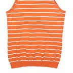 LAUREN RALPH LAUREN Womens Orange & White Striped Sleeveless Top Tie Neck L