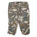 INC Womens Camouflage Cargo Shorts L W33 Ruched Hem Pocket Detail