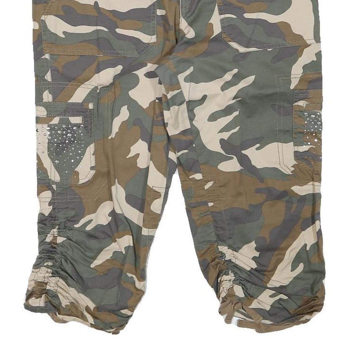 INC Womens Camouflage Cargo Shorts L W33 Ruched Hem Pocket Detail