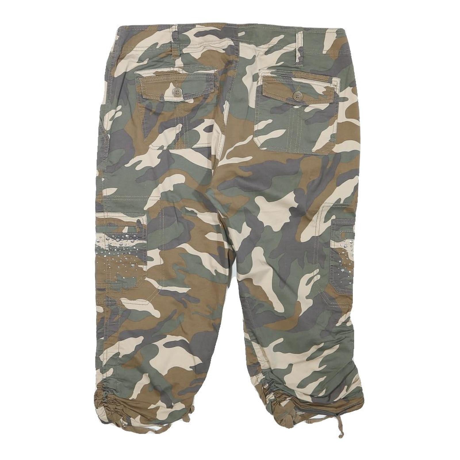 INC Womens Camouflage Cargo Shorts L W33 Ruched Hem Pocket Detail