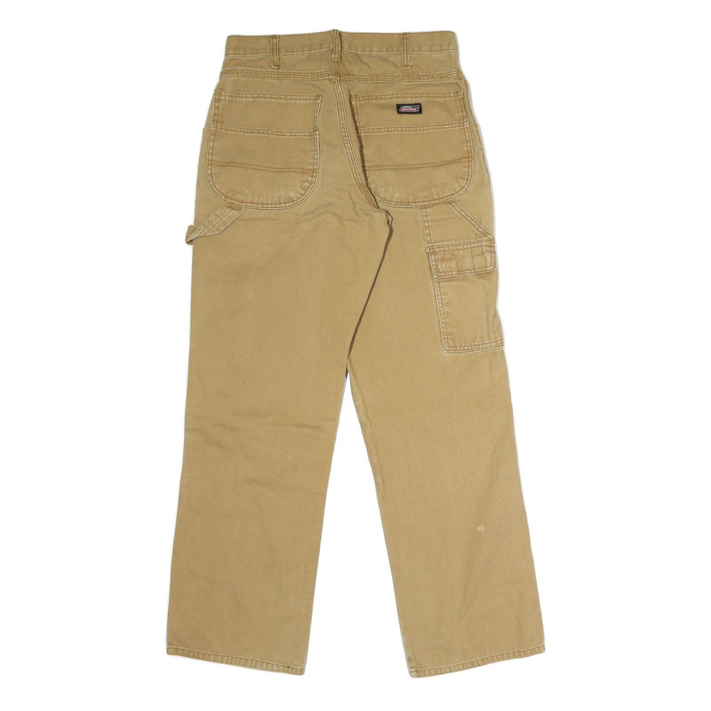 DICKIES Mens Jeans Beige Regular Straight Denim W30 L30 Workwear Cotton Zip