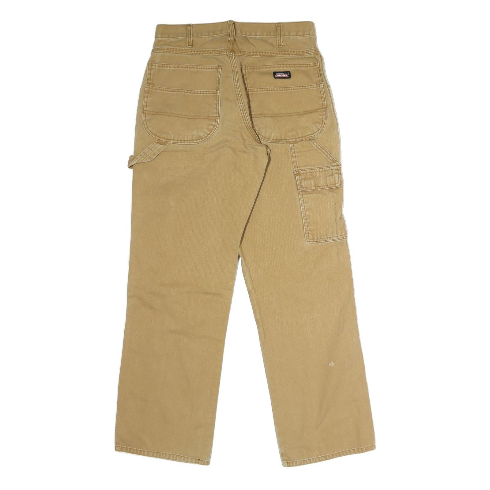 DICKIES Mens Jeans Beige Regular Straight Denim W30 L30 Workwear Cotton Zip