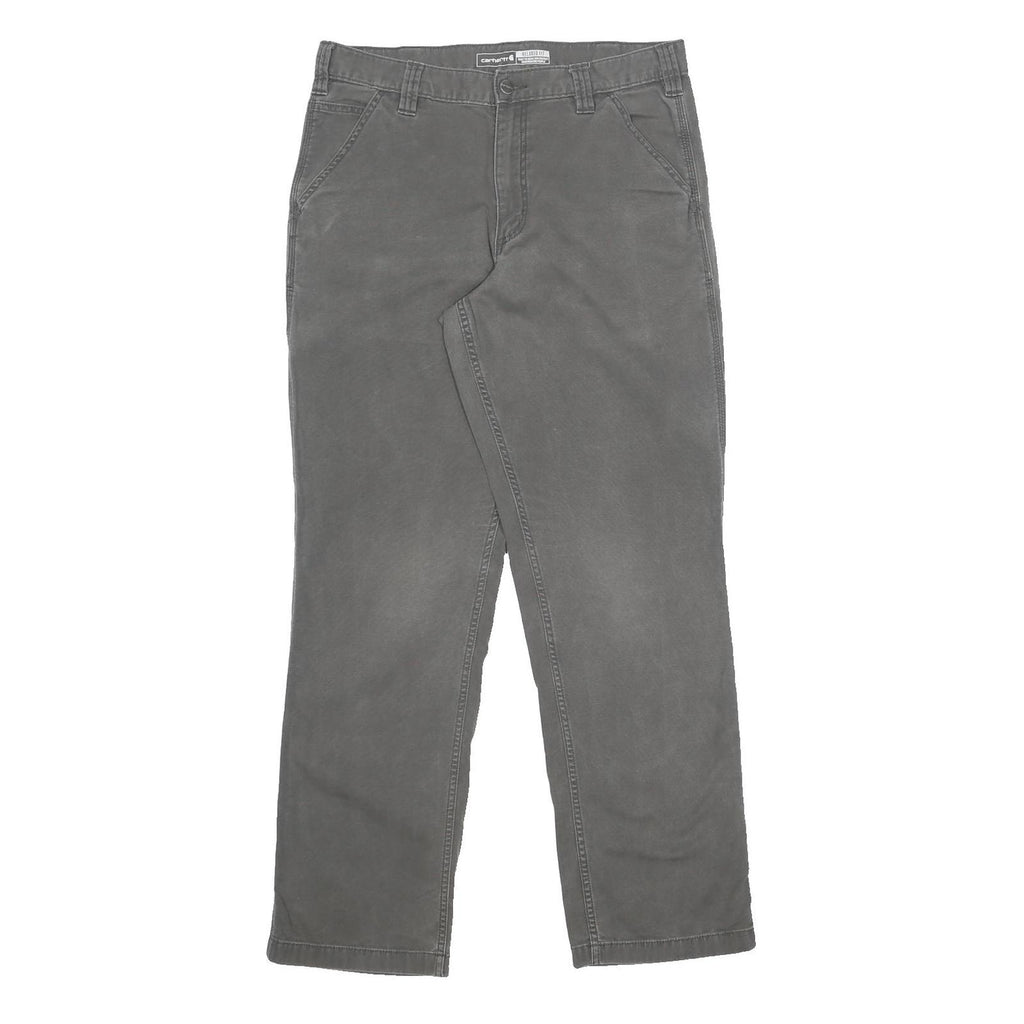 CARHARTT Mens Cotton Blend Relaxed Fit Grey Trousers W34 L34 Casual Workwear