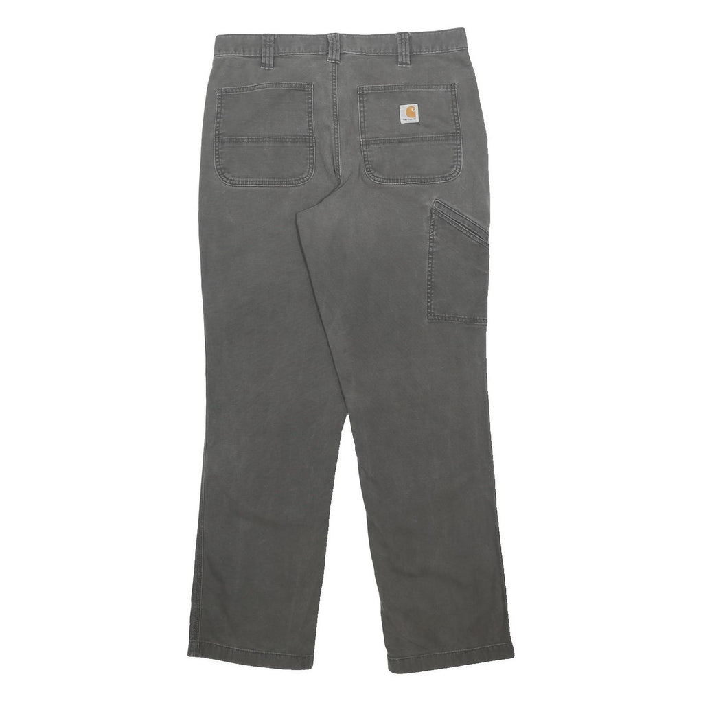 CARHARTT Mens Cotton Blend Relaxed Fit Grey Trousers W34 L34 Casual Workwear