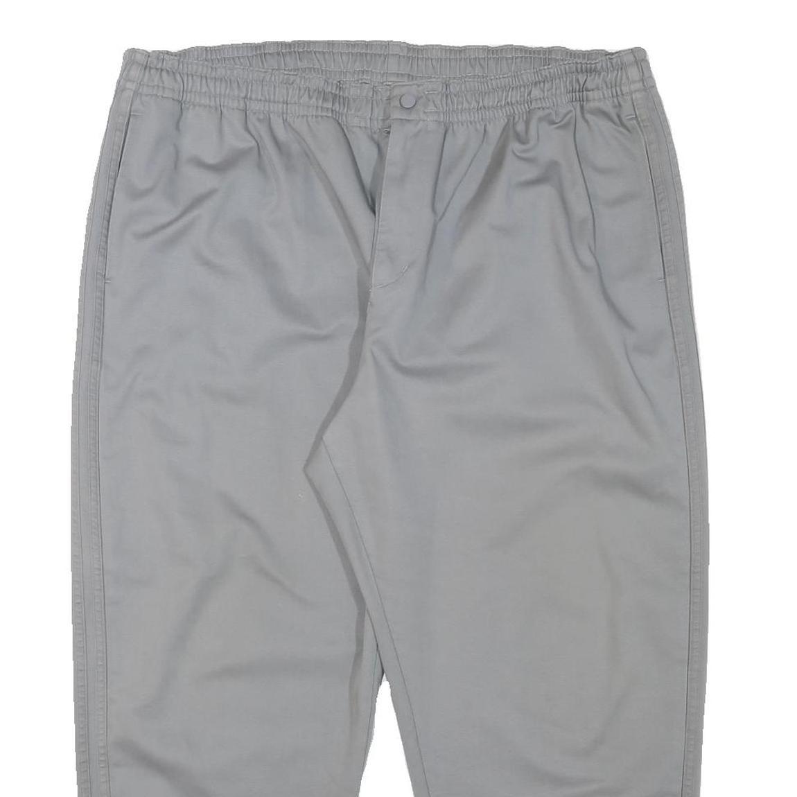ADIDAS Mens Cotton Blend Grey Slim Drawstring Trousers W40 L25 Casual Relaxed