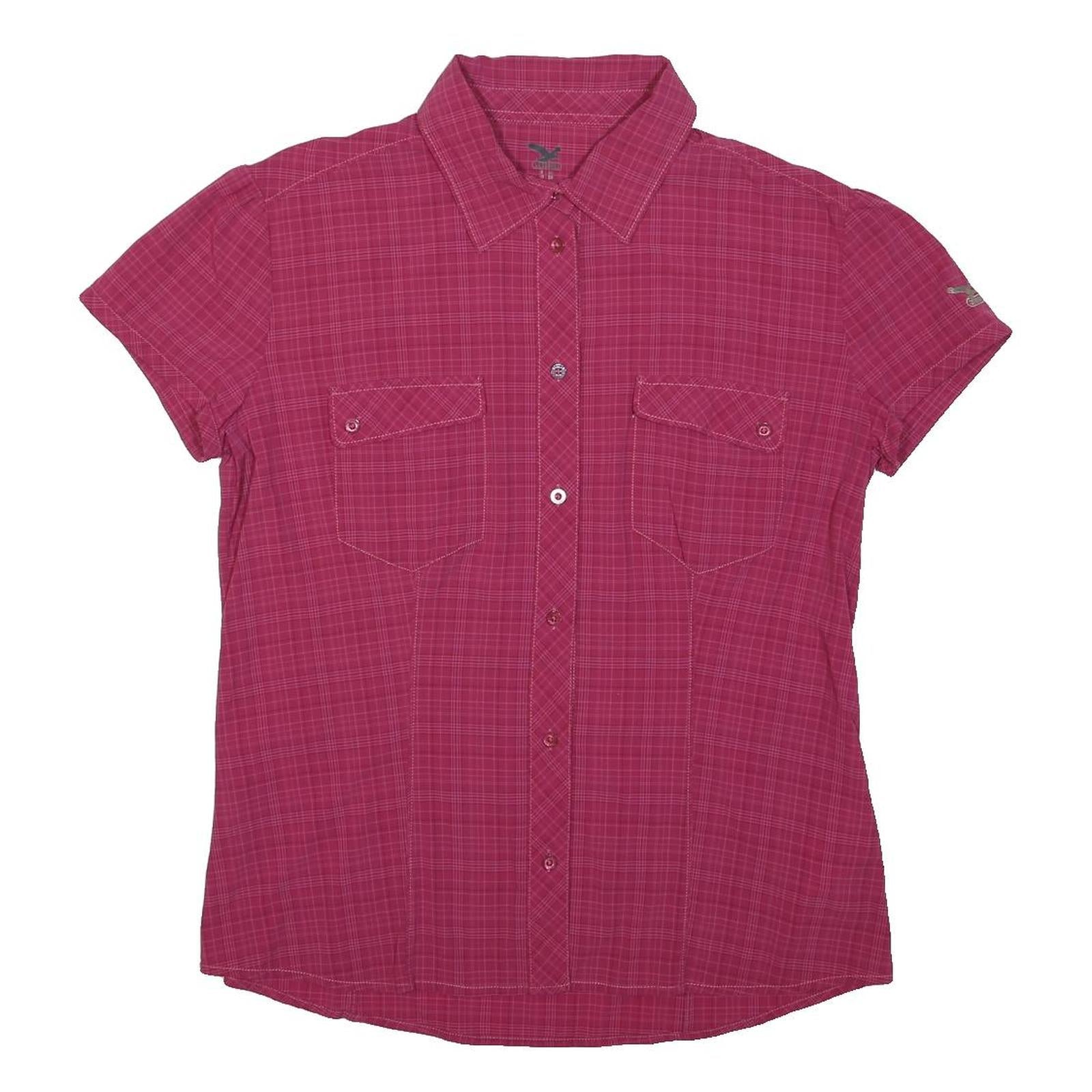 SALEWA Womens Pink Check Shirt L Short Sleeve Lightweight Outdoor Casual
