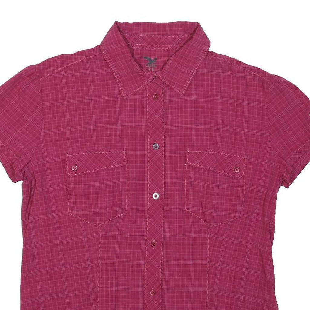 SALEWA Womens Pink Check Shirt L Short Sleeve Lightweight Outdoor Casual