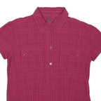 SALEWA Womens Pink Check Shirt L Short Sleeve Lightweight Outdoor Casual