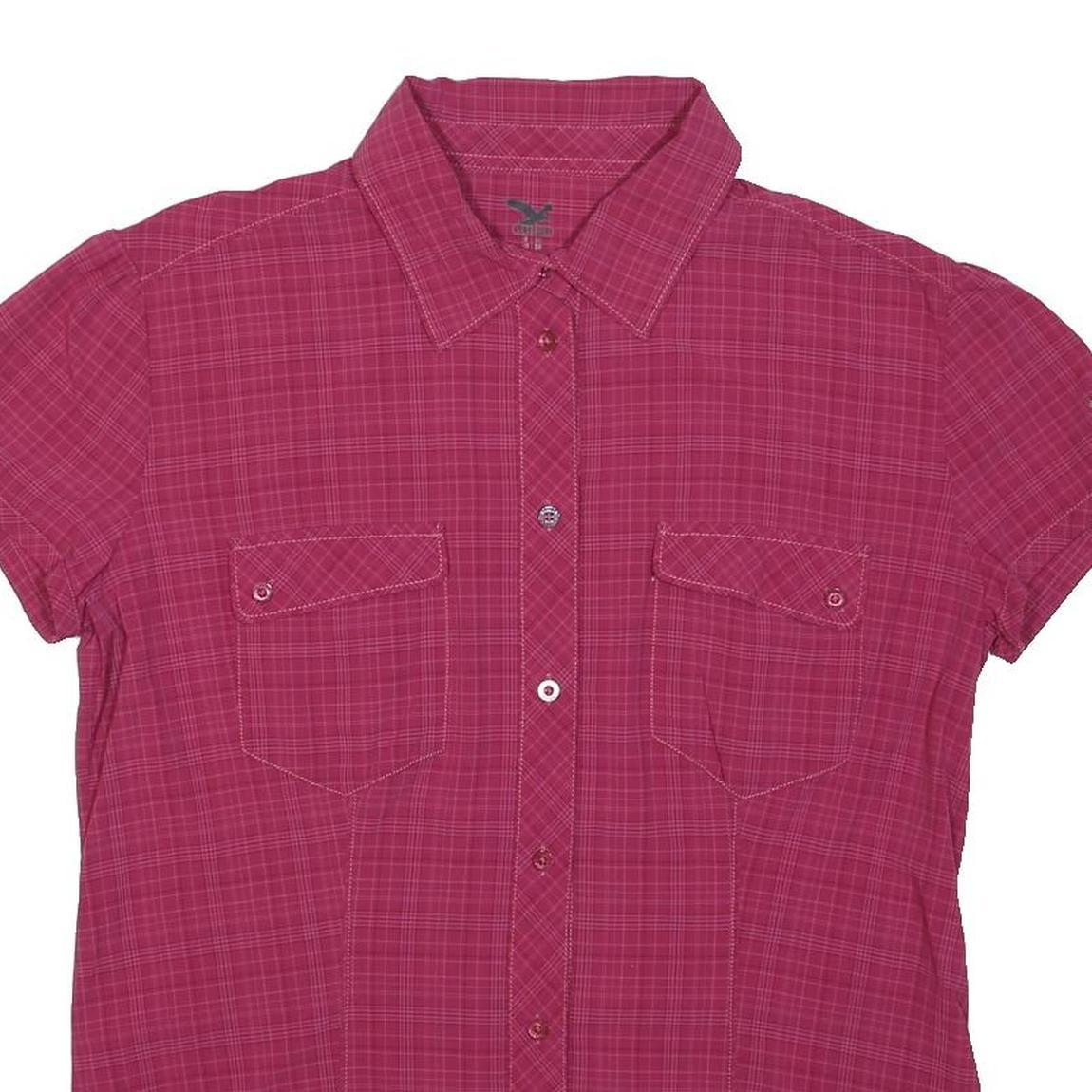 SALEWA Womens Pink Check Shirt L Short Sleeve Lightweight Outdoor Casual