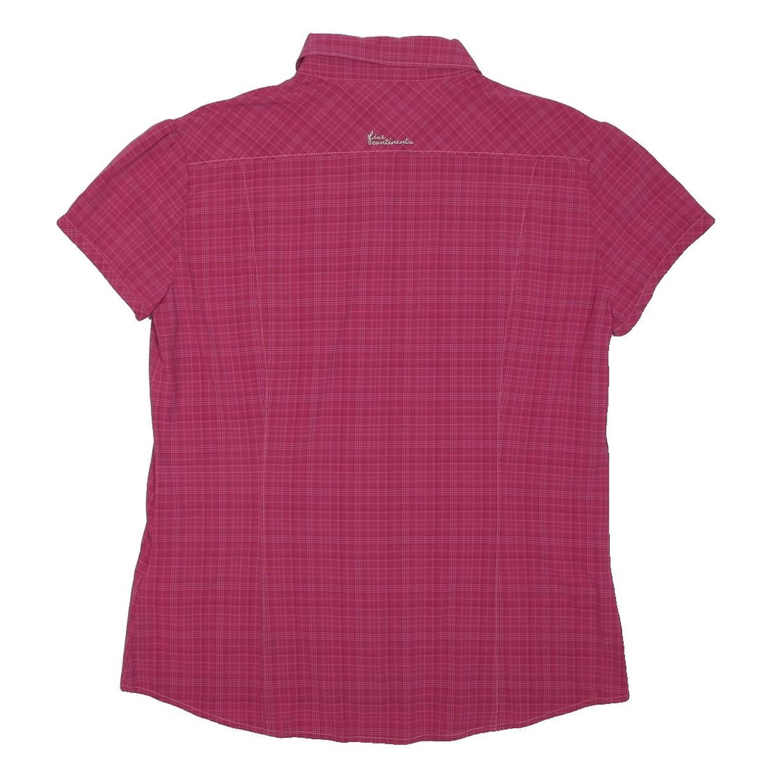 SALEWA Womens Pink Check Shirt L Short Sleeve Lightweight Outdoor Casual