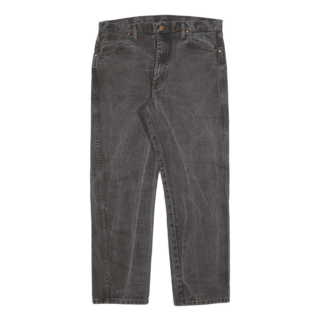 WRANGLER Mens Regular Fit Black Denim Jeans W36 L32 Classic Zip Cotton Blend
