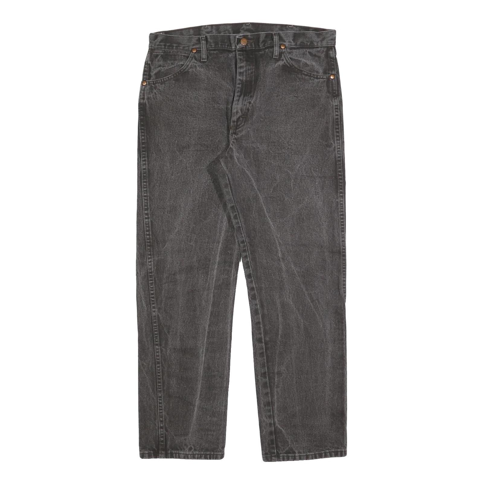 WRANGLER Mens Regular Fit Black Denim Jeans W36 L32 Classic Zip Cotton Blend