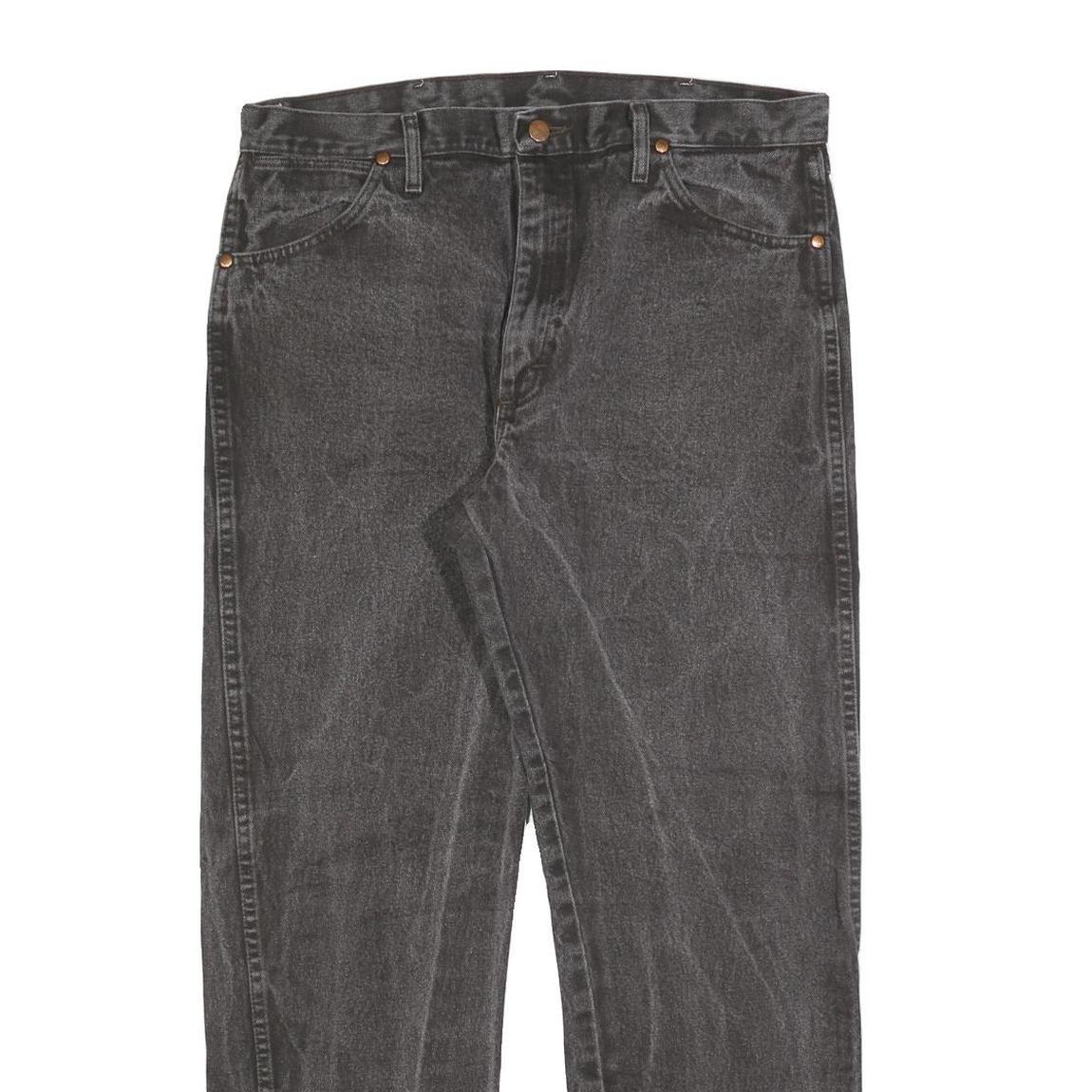WRANGLER Mens Regular Fit Black Denim Jeans W36 L32 Classic Zip Cotton Blend