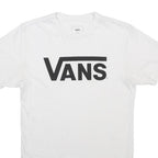VANS Mens White Classic Logo T-Shirt S Short Sleeve Crew Neck Cotton Blend