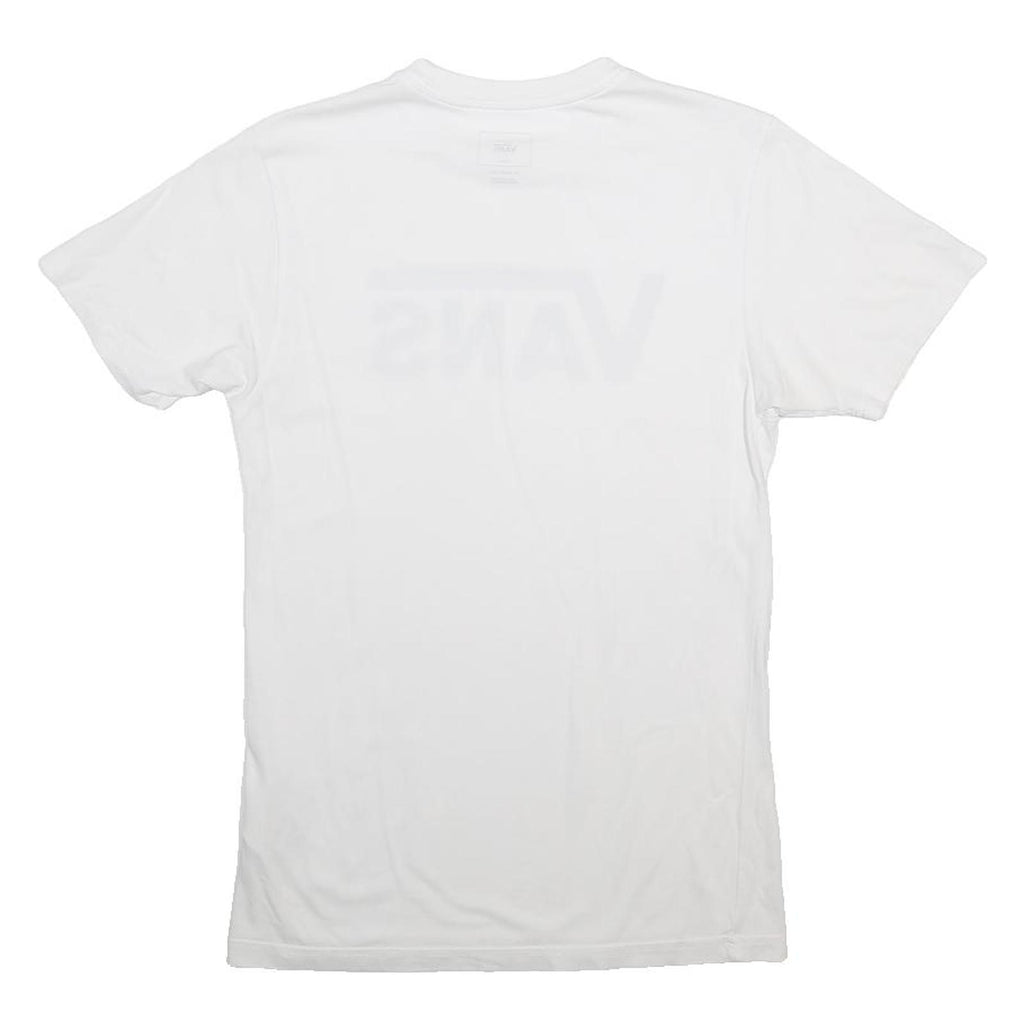 VANS Mens White Classic Logo T-Shirt S Short Sleeve Crew Neck Cotton Blend