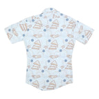 JC PENNY Mens White & Beige Geometric Pattern Short Sleeve Shirt S Casual Cotton