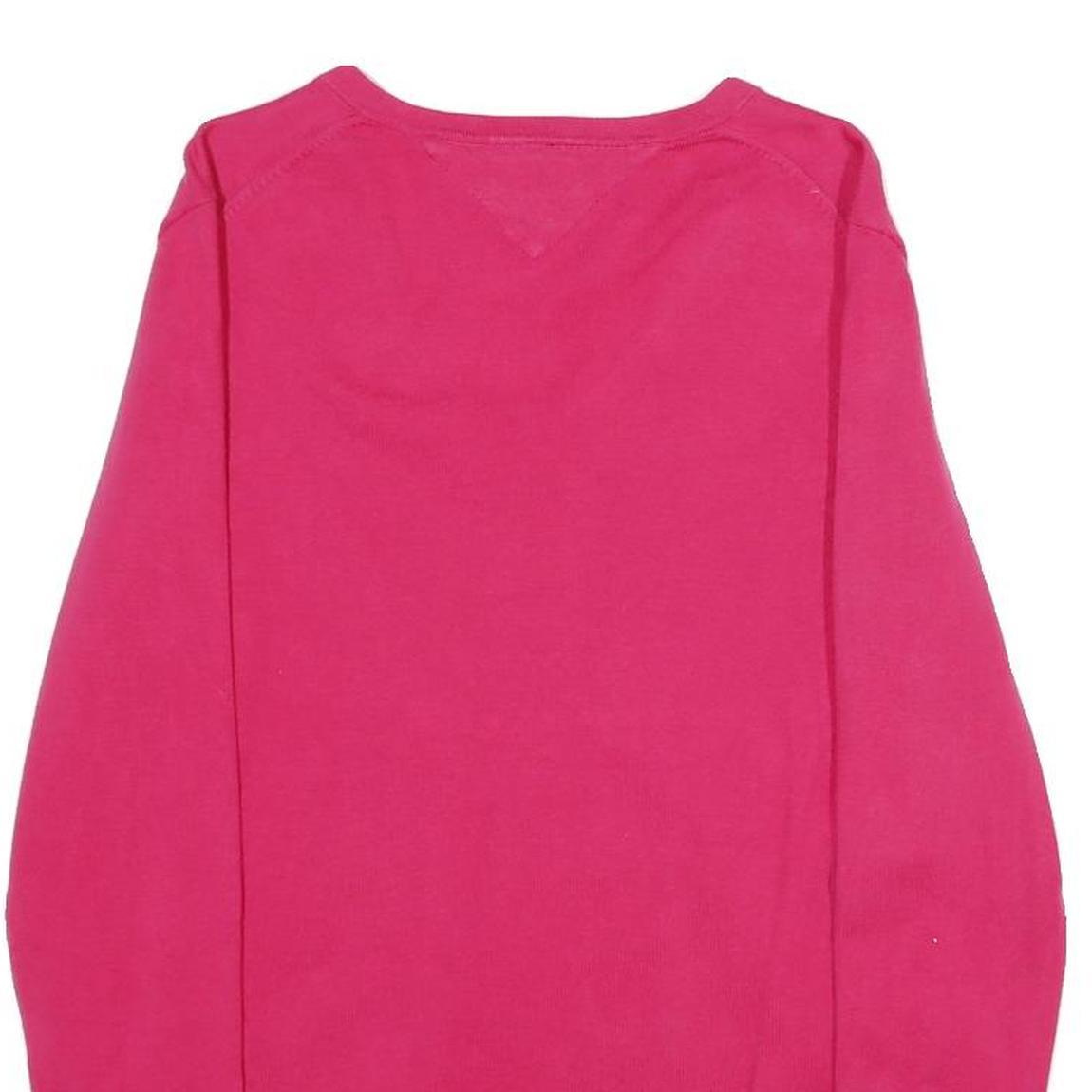 TOMMY HILFIGER Mens Red Plain V-Neck Basic Knit Jumper M Cotton Blend