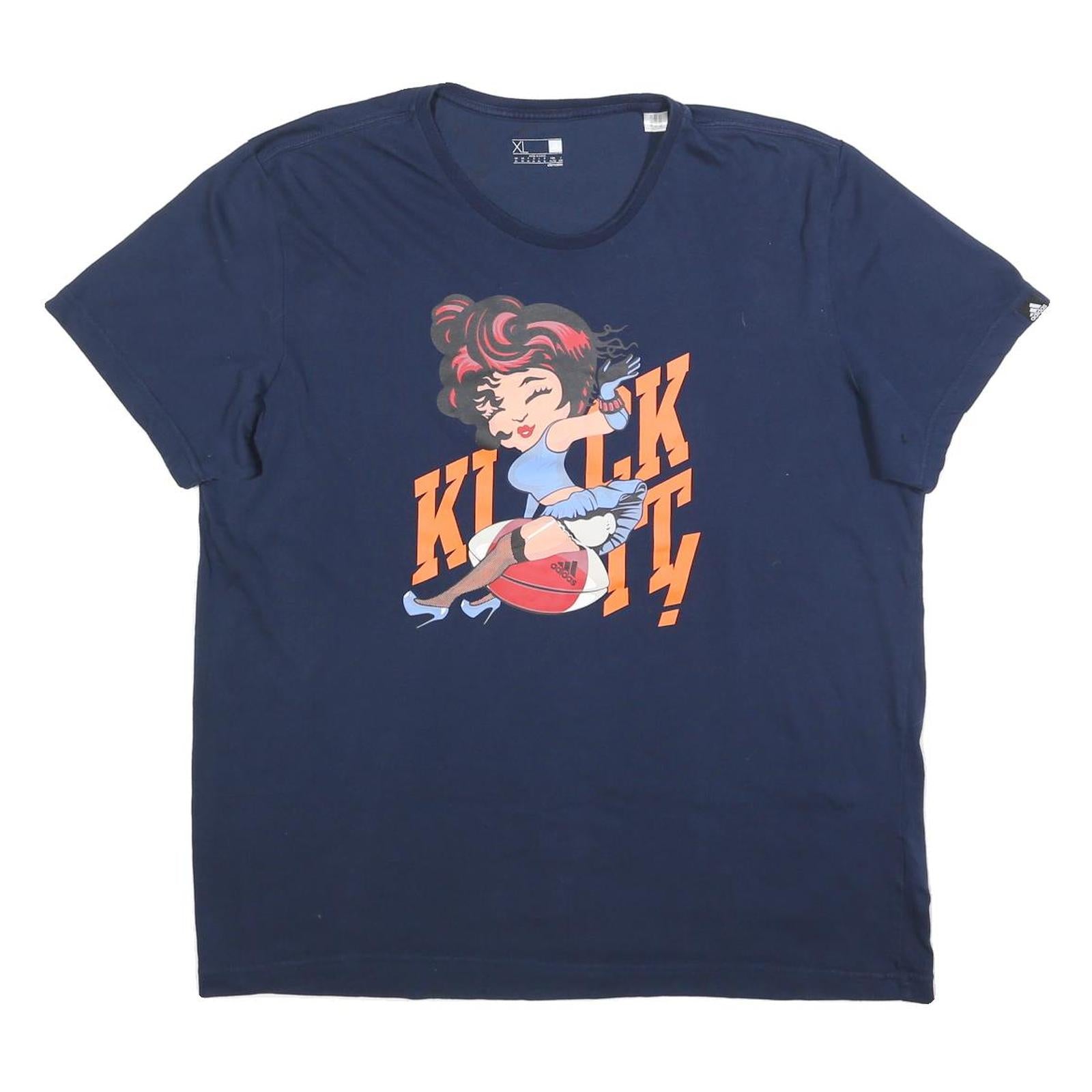 ADIDAS Womens Blue Graphic T-Shirt XL Short Sleeve Crew Neck Cartoon Print