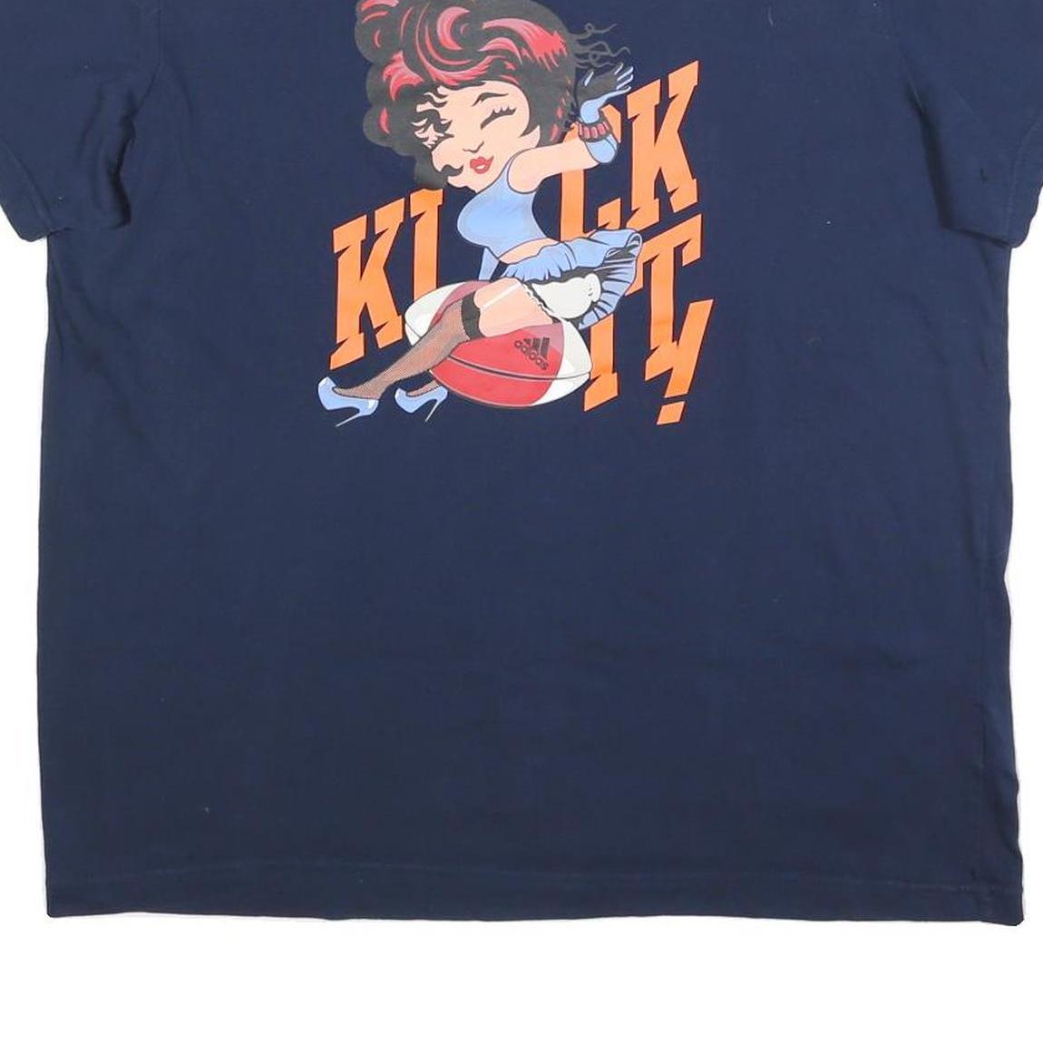 ADIDAS Womens Blue Graphic T-Shirt XL Short Sleeve Crew Neck Cartoon Print