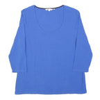 BODEN Womens Blue Basic Top 3/4 Sleeve Scoop Neck UK 22 Cotton Blend Casual
