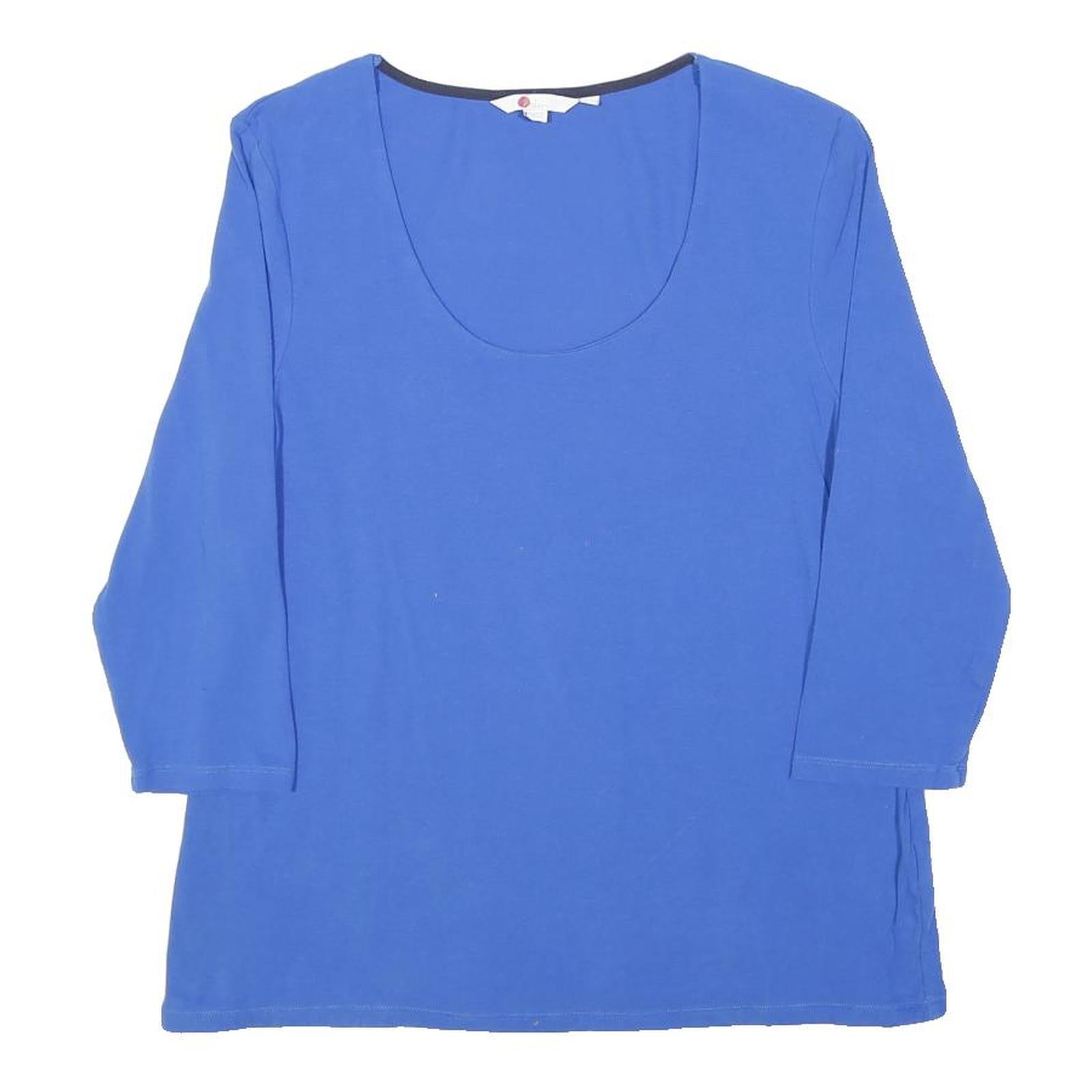BODEN Womens Blue Basic Top 3/4 Sleeve Scoop Neck UK 22 Cotton Blend Casual