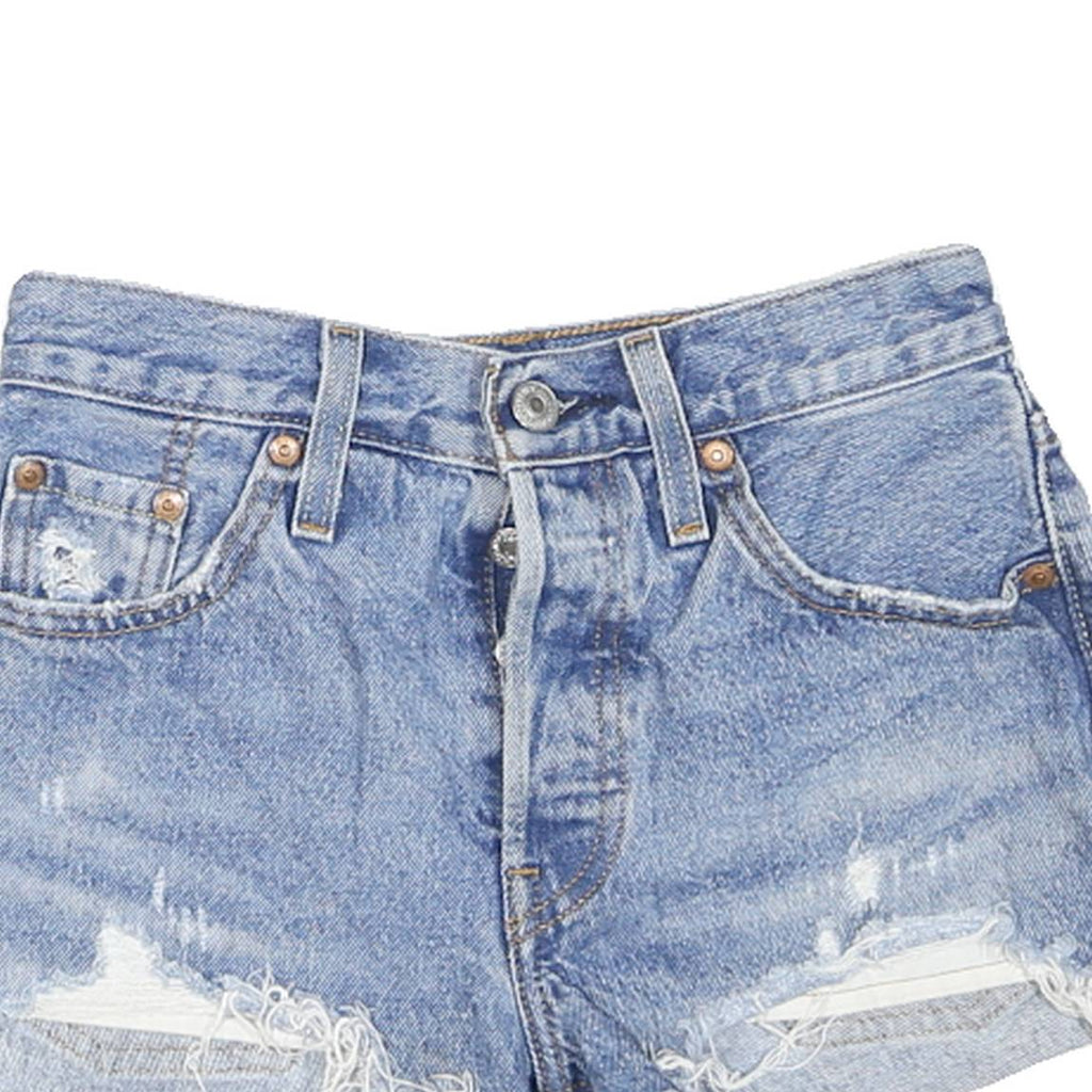 LEVI'S Womens Blue Denim Casual Cut-Off Shorts XXS W23 Ripped Summer