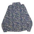 Womens Blue & Cream Abstract Print Shirt M Button Down Long Sleeve Polyester