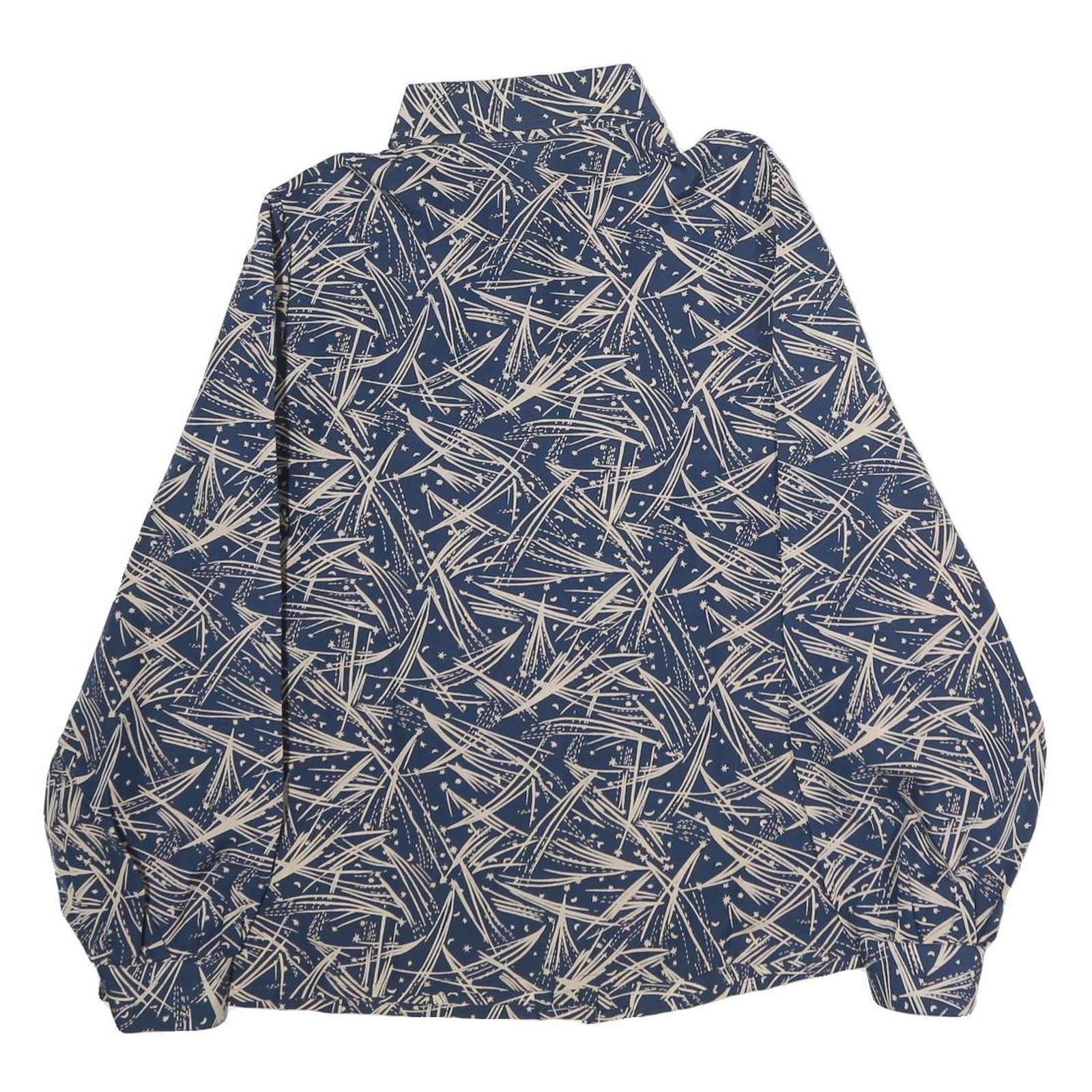 Womens Blue & Cream Abstract Print Shirt M Button Down Long Sleeve Polyester