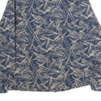 Womens Blue & Cream Abstract Print Shirt M Button Down Long Sleeve Polyester