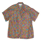 SUNNY LEIGH Womens Purple & Brown Printed Short Sleeve Shirt M Relaxed Fit