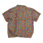 SUNNY LEIGH Womens Purple & Brown Printed Short Sleeve Shirt M Relaxed Fit