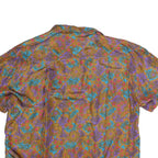 SUNNY LEIGH Womens Purple & Brown Printed Short Sleeve Shirt M Relaxed Fit