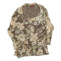 OLSEN Womens Brown Floral Print Long Sleeve Round Neck Top M Lightweight