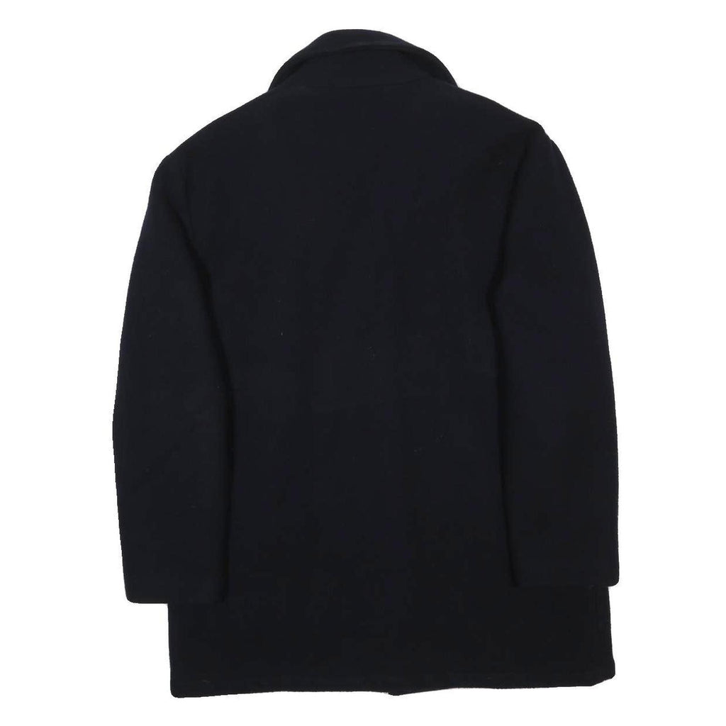 CAT Mens Black Wool Blend Button Jacket L Classic Plain Workwear Coat