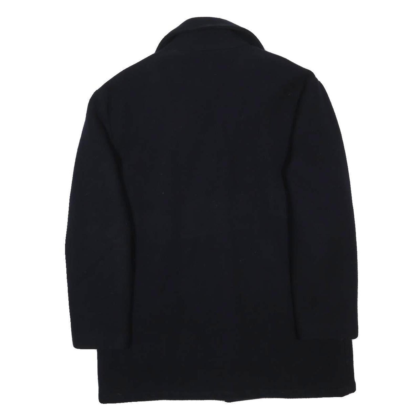 CAT Mens Black Wool Blend Button Jacket L Classic Plain Workwear Coat