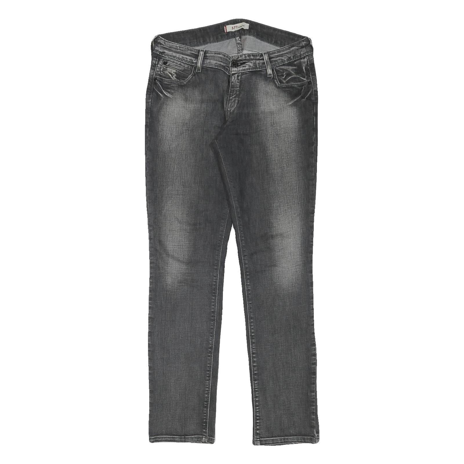 LEVI'S 571 Womens Jeans Grey Slim Skinny Denim Medium W32 L31 Stylish
