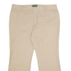LAUREN RALPH LAUREN Womens Beige Cotton Blend Relaxed Straight Trousers W38 L29