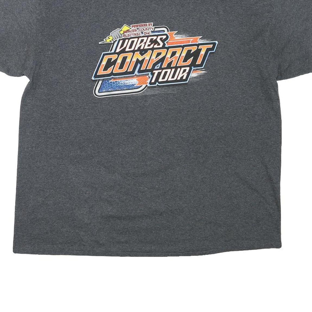Mens Charcoal Grey Compact Tour Graphic T-Shirt XL Short Sleeve Crew Neck Racing